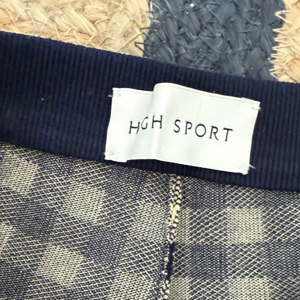 HIGH SPORT Checked High-Waist Women’s Shorts in Navy and Cream - Picture 2 of 3